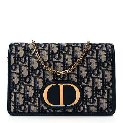 christian dior oblique 30 montaigne 2-in-1 pouch blue